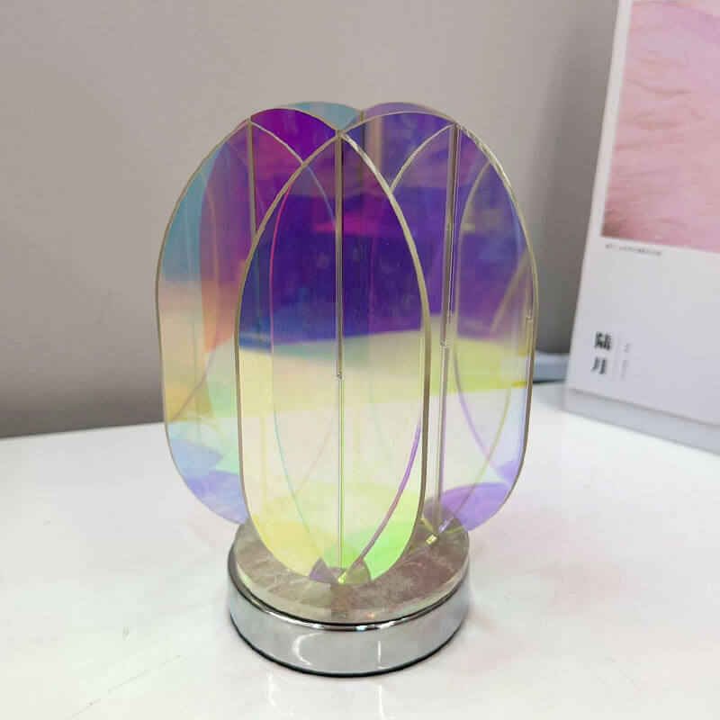 Modern Minimalist Clear Dazzle Acrylic Iron USB Geometry LED Art Decoration Table Lamp For Bedroom