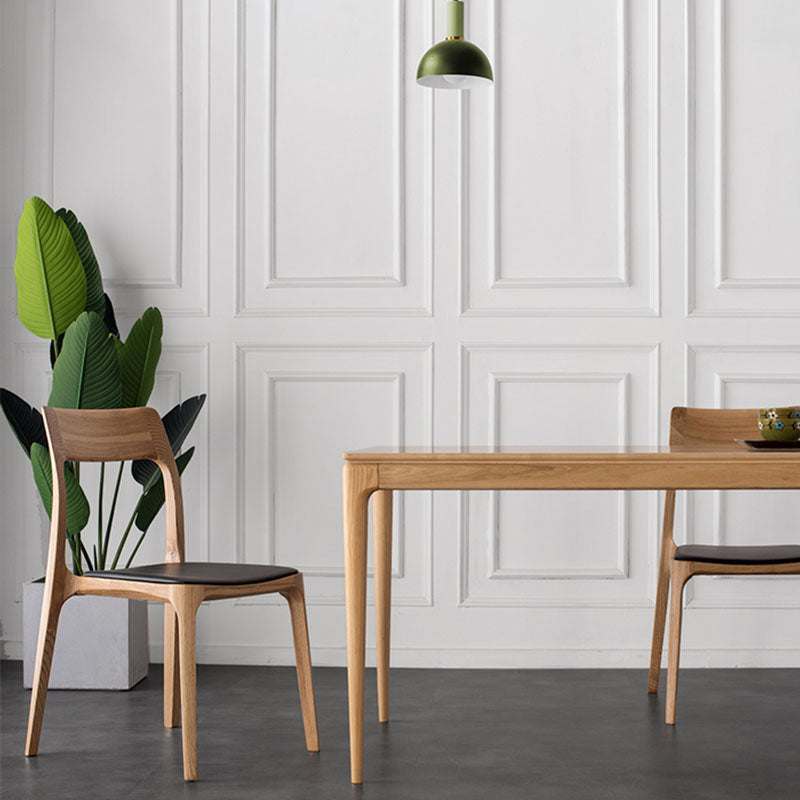 Traditional Chinese Square Plywood Ash Wood PU Leather Dining Chair Four Legs Backrest For Dining Room