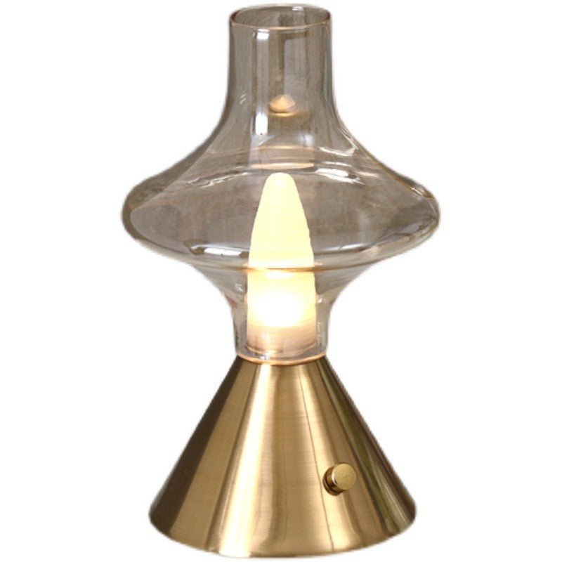 Zeitgenössische Einfachheit Glas Spinner Gyroskop Metall Basis LED USB Tisch Lampe Für Schlafzimmer 