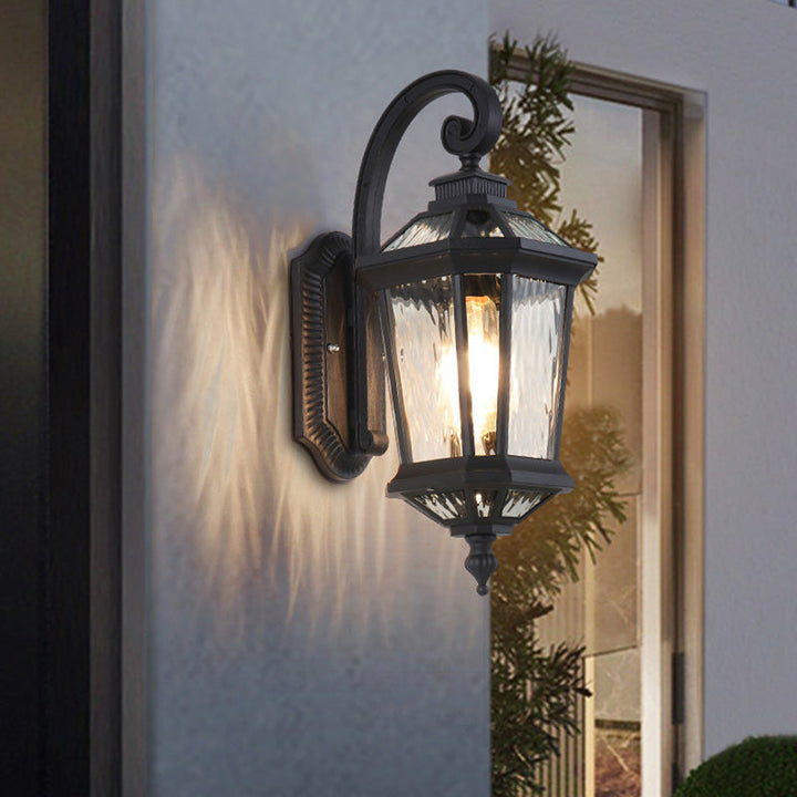 Lampe murale à un feu en cylindre octogonal en verre d&