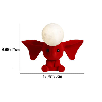 Lámpara de Mesa de 1 Luz de Resina con Elefante Creativo de Dibujos Animados y Luna 