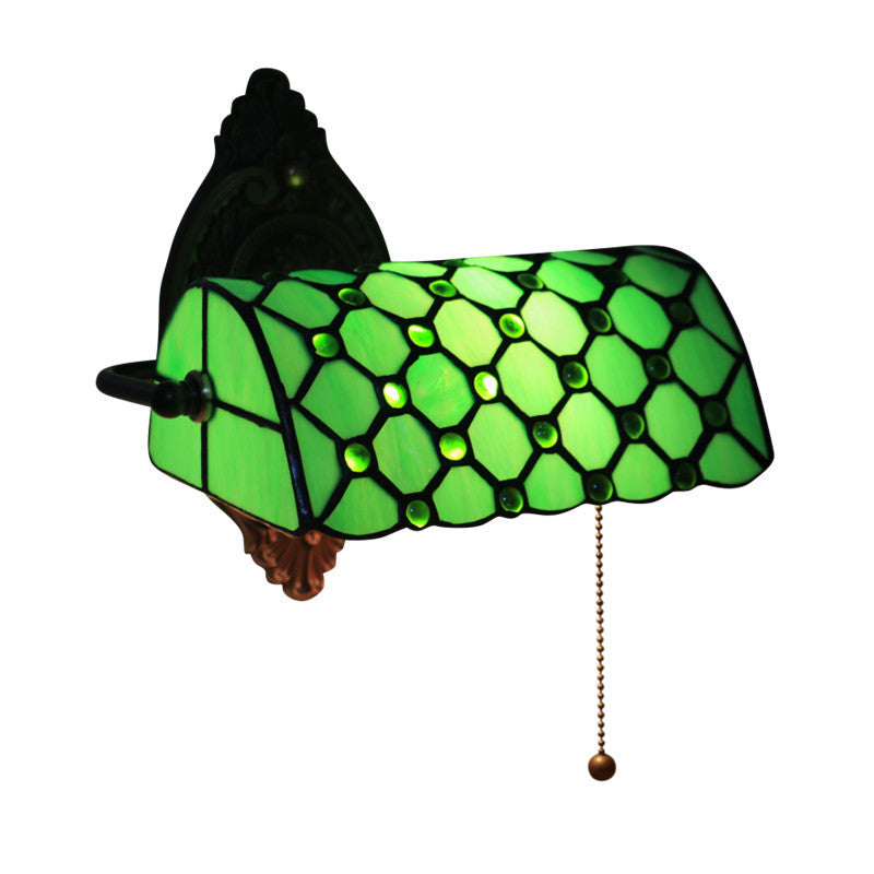 Tiffany Lucite Beads Stained Glass 1-Light Wall Sconce Lamp
