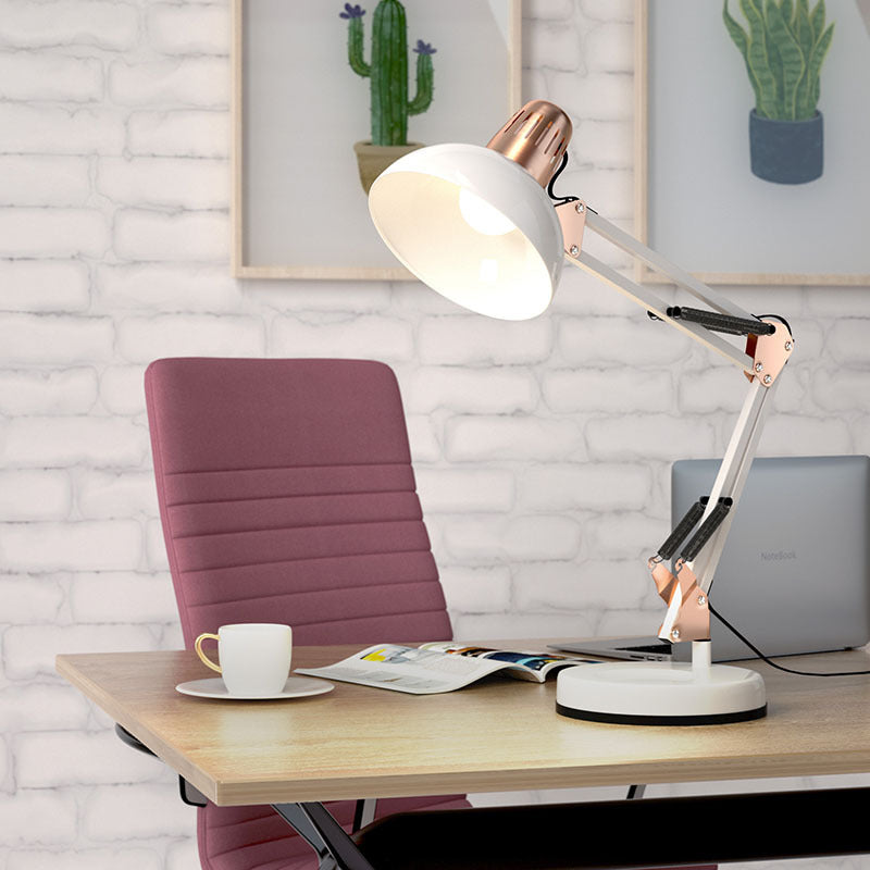 Lampe de table moderne minimaliste pliable demi-ronde en métal à 1 lumière pour chambre à coucher 