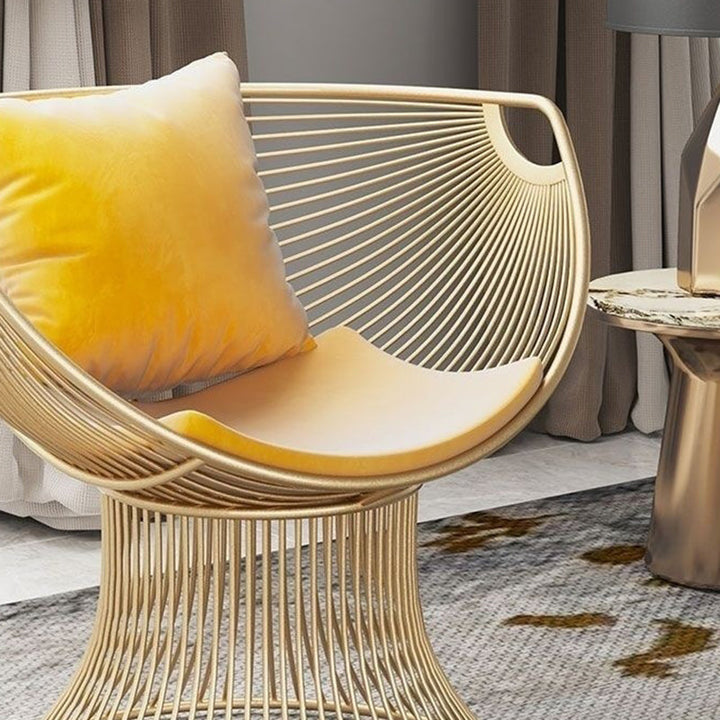 Modern Luxury Oval Curved Upholstered Iron Velvet Chair For Living Room