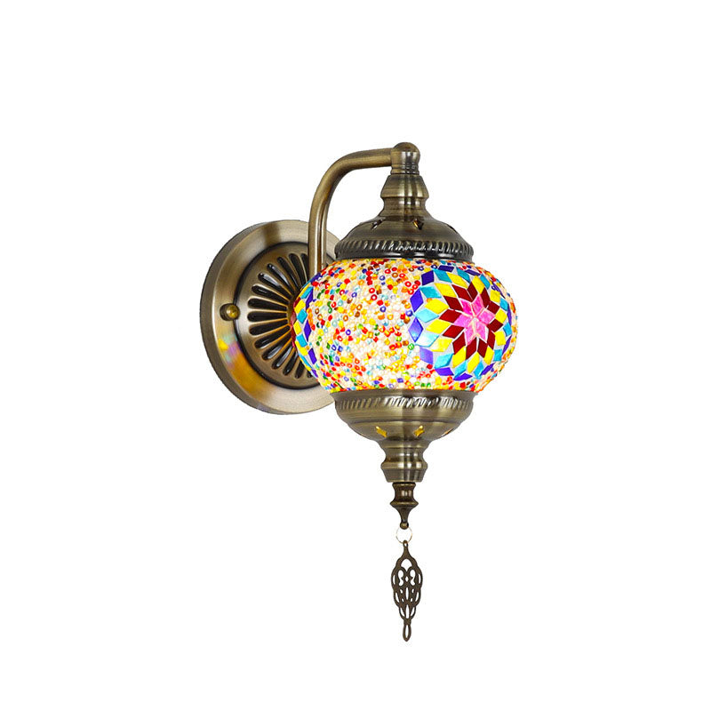 Applique Murale Globe en Mosaïque de Verre et Fer Rétro Contemporain à 1 Lumière Pour Couloir 