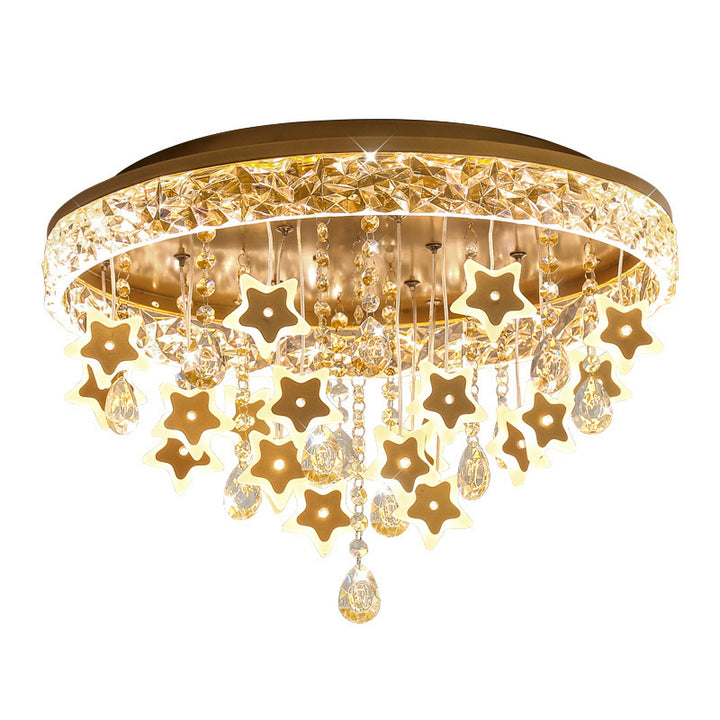Plafonnier LED moderne nordique pour enfants en fer acrylique cristal rond étoile pour chambre à coucher 