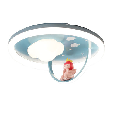 Contemporary Creative Resin Kids Cartoon LED Flush Mount Ceiling Light For Bedroom