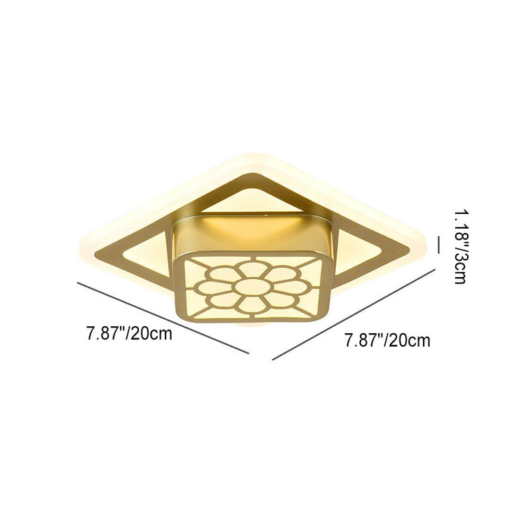 Modern Minimalist Acrylic Iron Floral Square Geometry LED Flush Mount Ceiling Light For Living Room