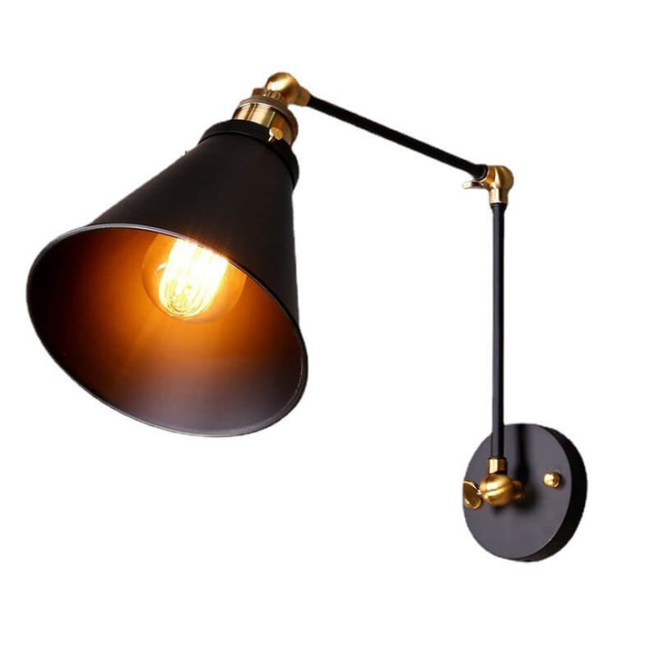 Lámpara Aplique de Pared Vintage Industrial de Hierro Forjado Ajustable de 1 Luz 