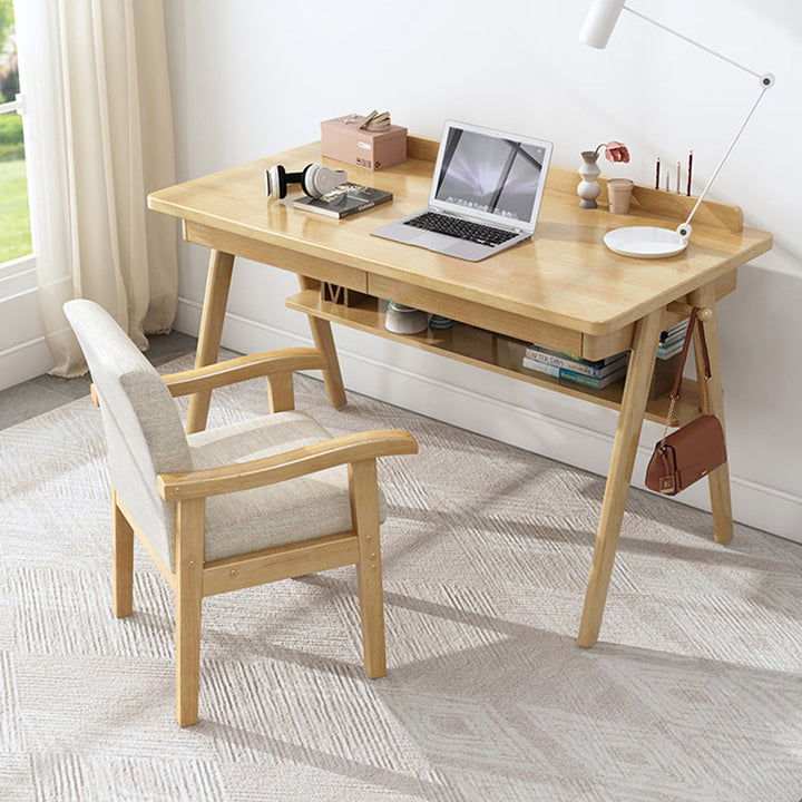 Silla de madera de caucho con tapizado de algodón y lino, estilo minimalista moderno y cuadrado, para sala de estar 