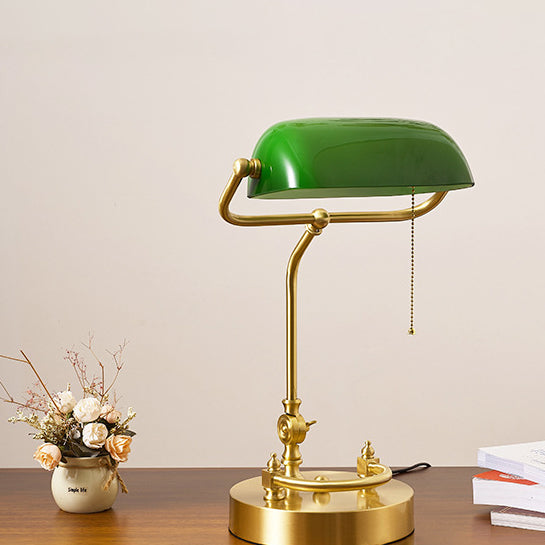 Lámpara de mesa de 1 luz con base de madera maciza y vidrio curvado vintage tradicional para estudio 