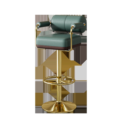 Tabouret de bar cylindrique carré en alliage d'aluminium éponge en cuir minimaliste moderne avec dossier et accoudoir pour cuisine 