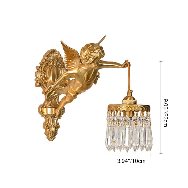 Applique murale 1 lumière en laiton avec cristal de luxe léger français en forme d&