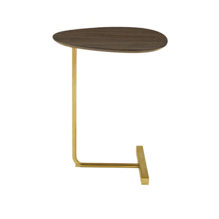 Mesa auxiliar ovalada contemporánea y creativa de MDF y hierro, de 1 nivel, para sala de estar 