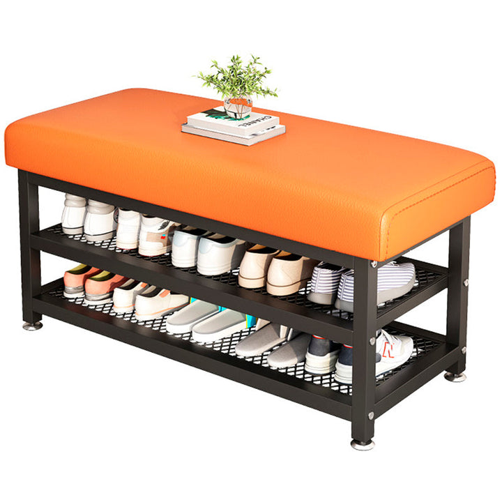Modern Luxury Rectangle Synthetic Fabric Carbon Steel Shoe Storage 2-Shelf For Entryways