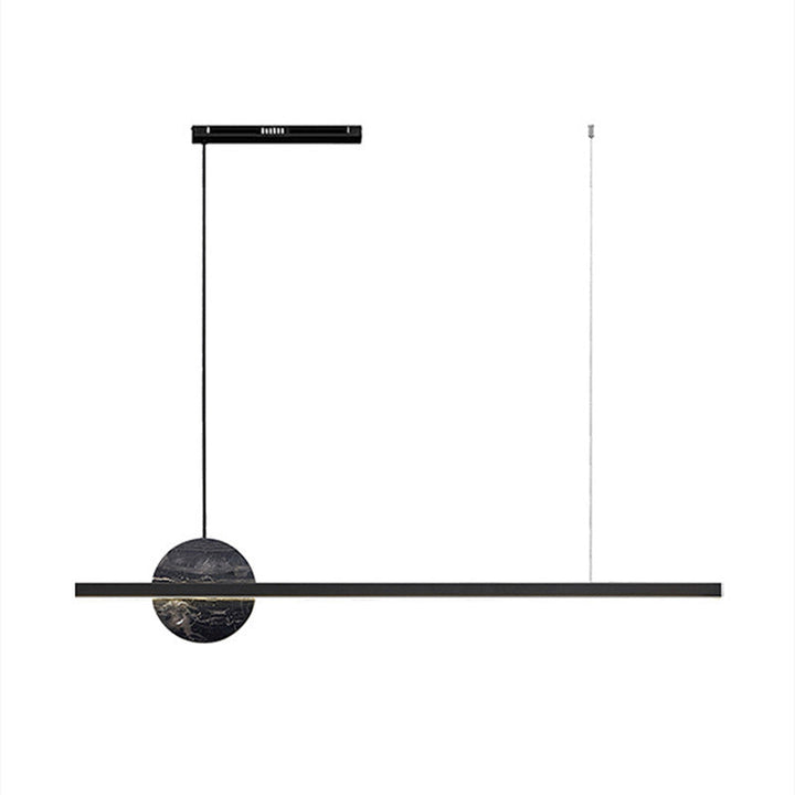 Zeitgenössische Luxus Eisen gerade Linie runden Marmor LED Insel Licht Pendelleuchte für Wohnzimmer 