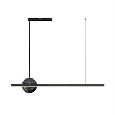 Lustre Contemporain de Luxe en Fer à Ligne Droite Ronde en Marbre LED pour Île pour Salon 