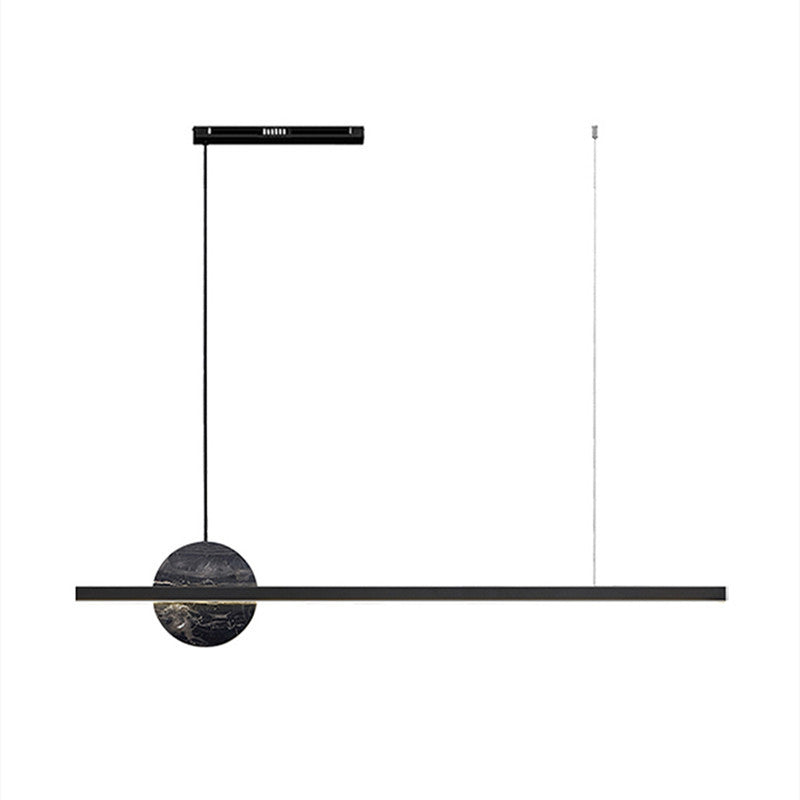 Lustre Contemporain de Luxe en Fer à Ligne Droite Ronde en Marbre LED pour Île pour Salon 