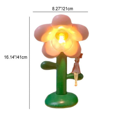 Modern Simple Flower Resin Glass 1-Light Table Lamp