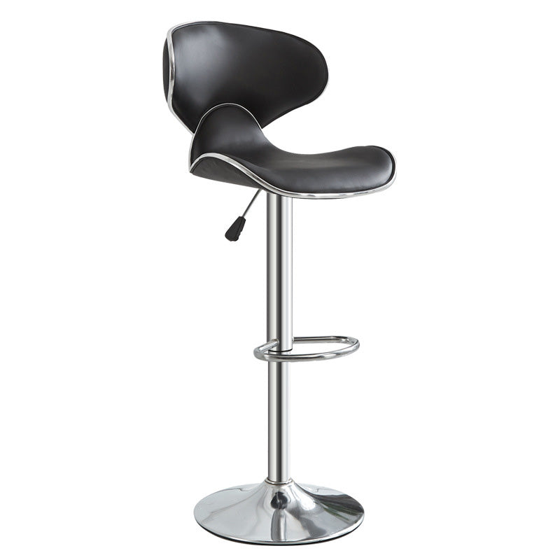 Tabouret de bar pivotant en cuir PU incurvé industriel contemporain avec repose-pieds pour salle à manger 