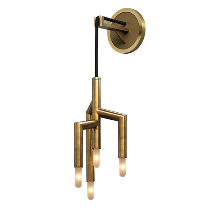 Lámpara de aplique de pared de 4 luces con colgante de tira de cobre industrial contemporánea para pasillo 