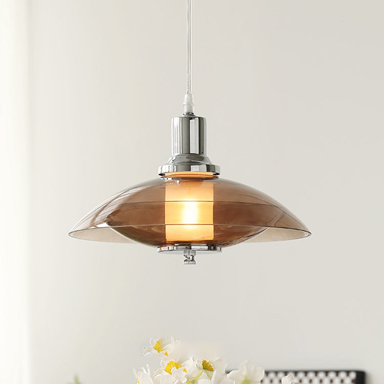 Zeitgenössische nordische bernsteinfarbene Glasscheibe aus Eisen mit 1 Licht für Wohnzimmer 