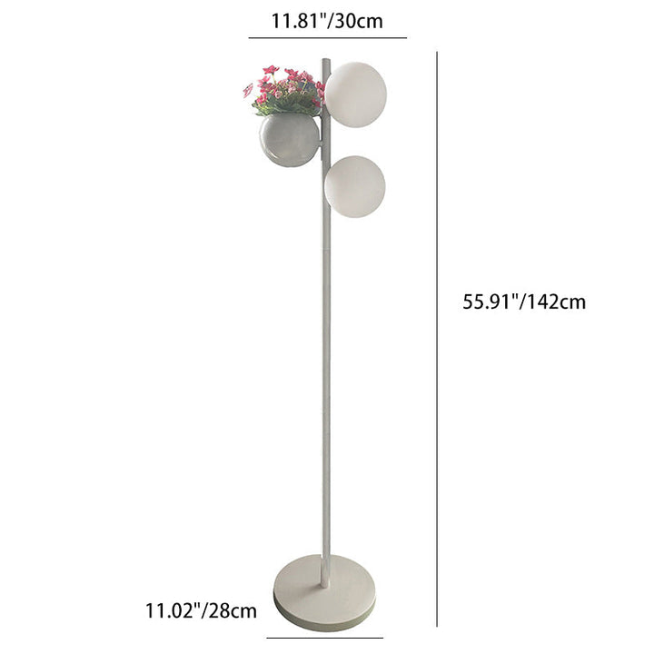 Lampe de sol contemporaine créative en forme de globe PE avec abat-jour LED étanche pour décoration de pot de fleurs pour patio extérieur 