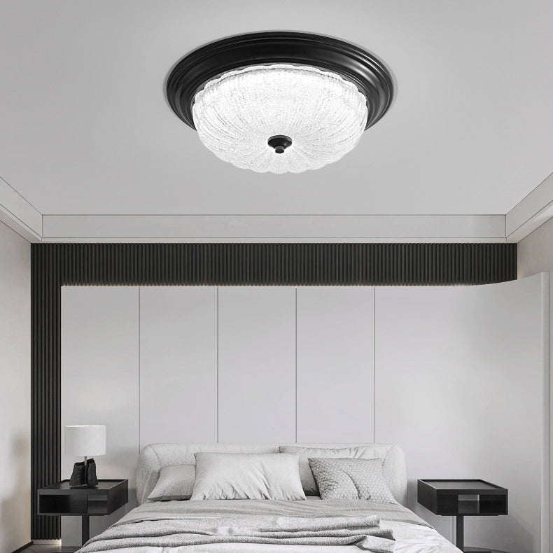 Luz de techo LED empotrada de cobre con cristal redondo nórdico contemporáneo para dormitorio 