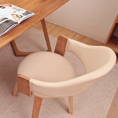 Zeitgenössischer nordischer PU-Leder gepolsterter Holzrahmen ergonomischer Drehstuhl mit Rückenlehne und Armlehne für das Home Office 