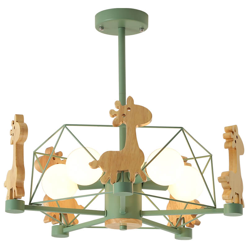 Skandinavischer moderner Kinder-Giraffen-Diamant-Pentagramm-Eisen-5-Licht-Insel-Kronleuchter 