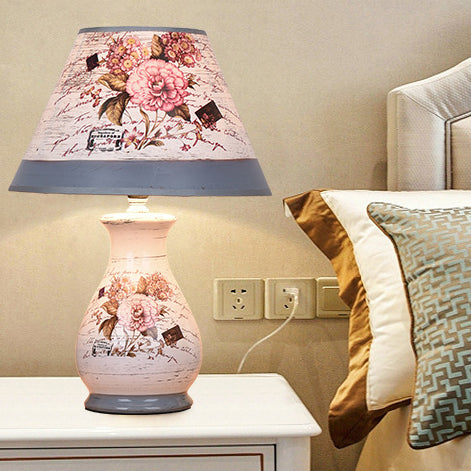 Moderne Art Deco Vase Basis Keramik Karton 1-Licht Tischlampe für Schlafzimmer 
