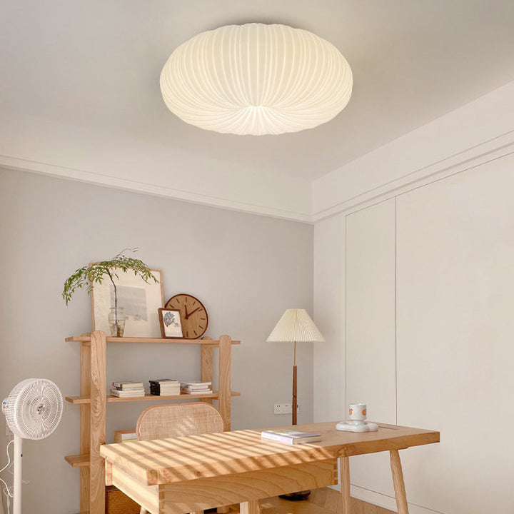 Lustre moderne minimaliste PE avec abat-jour en forme de citrouille, matériel LED, montage encastré pour salon 