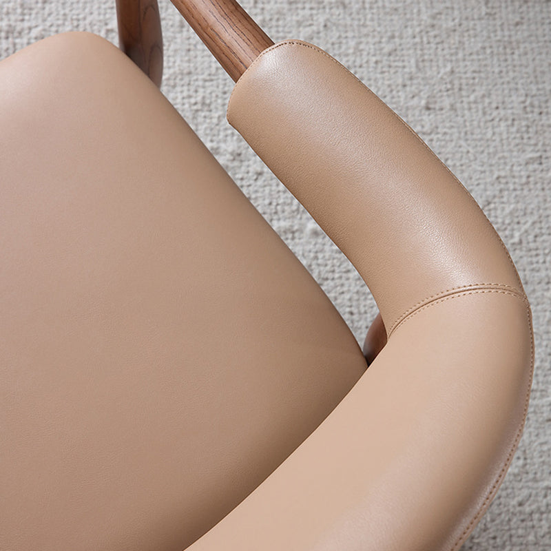 Zeitgenössische Schlichtheit Esszimmerstuhl mit Rückenlehne und Armlehnen aus Kunstleder in Eschenoptik für das Esszimmer 