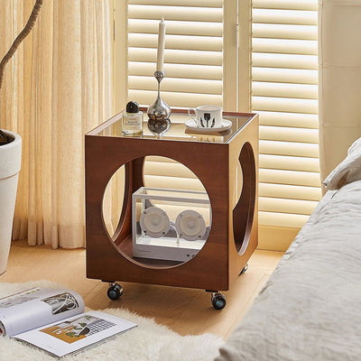 Zeitgenössischer nordischer quadratischer Holzcouchtisch 2-stufig für das Wohnzimmer 