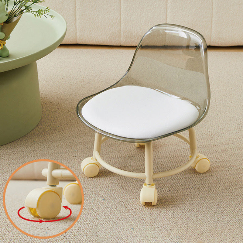 Zeitgenössischer kreativer runder Acryl-Doppelpedestal-Drehstuhl mit Rollen und Rückenlehne für das Wohnzimmer 