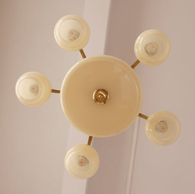 Moderner Mid-Century-Zweig mit gebogener Stange, runde Kugel, Eisenglas, 4/6/8 Lichter, Kronleuchter für Wohnzimmer