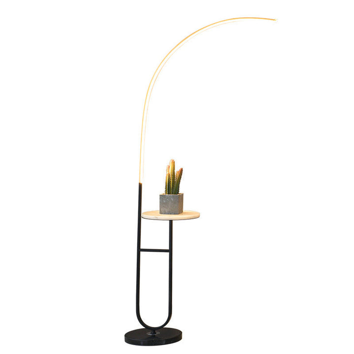 Zeitgenössische Einfachheit Arc Aluminium Streifen mit Marmor Eisen Palette LED Stehlampe für Wohnzimmer 