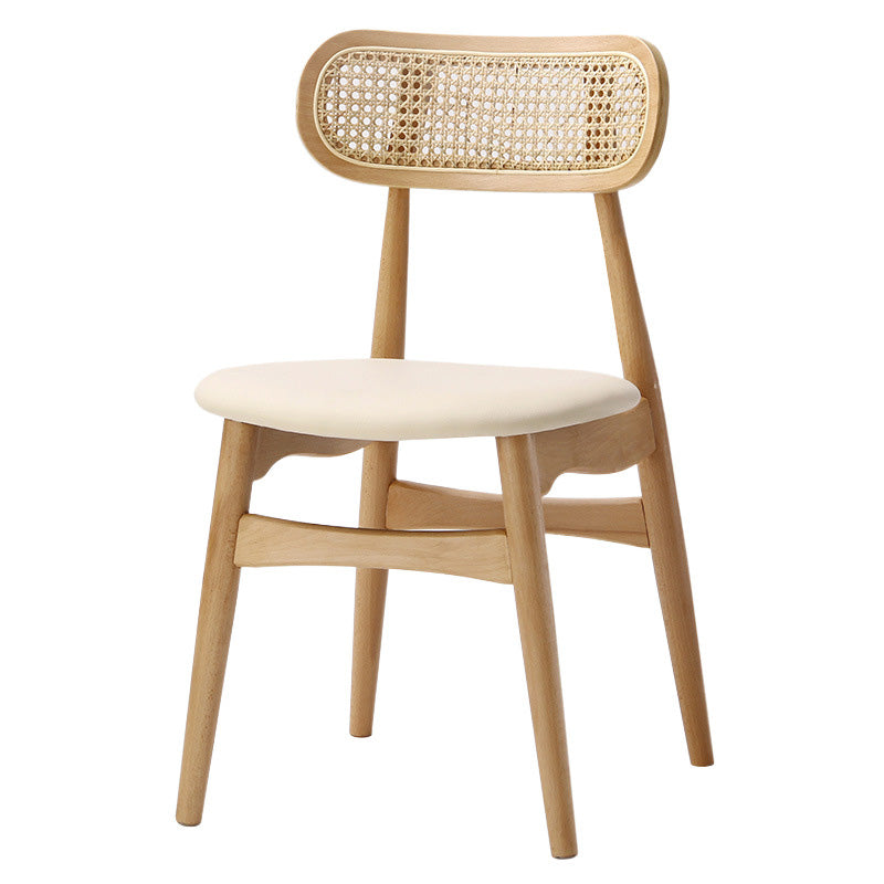 Chaise de salle à manger traditionnelle japonaise en simili cuir carré avec dossier et pieds évasés en bois pour salle à manger 