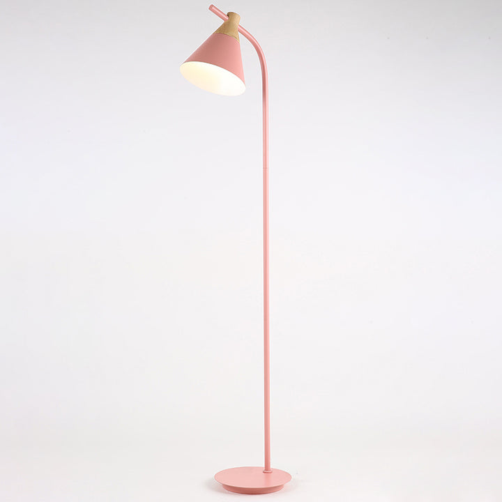 Lampadaire sur pied à 1 lumière avec abat-jour conique macaron créatif nordique 