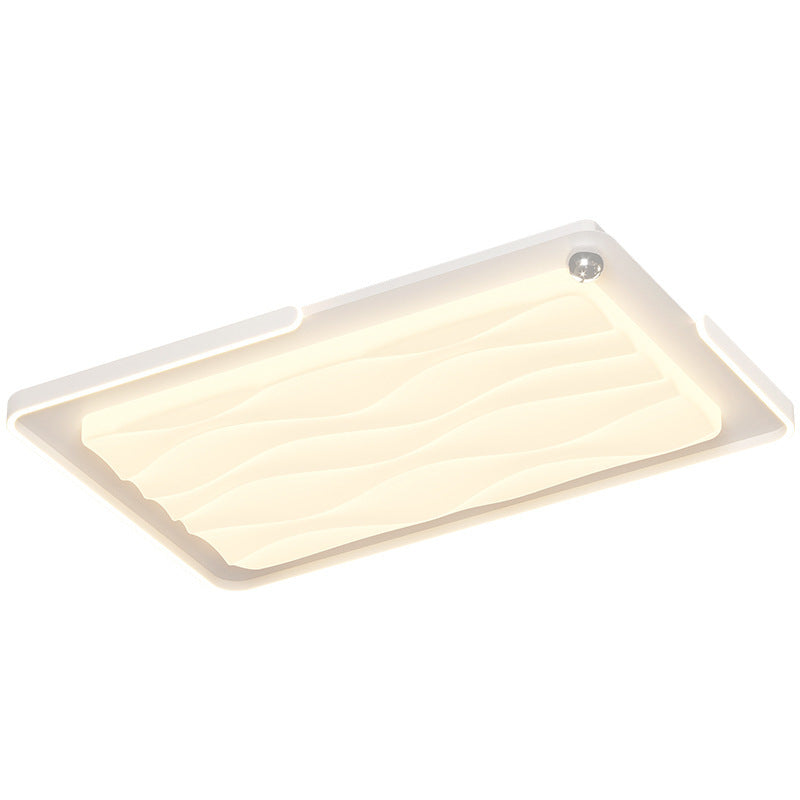 Plafonnier à LED contemporain nordique en fer acrylique rond carré rectangulaire ondulé pour chambre 