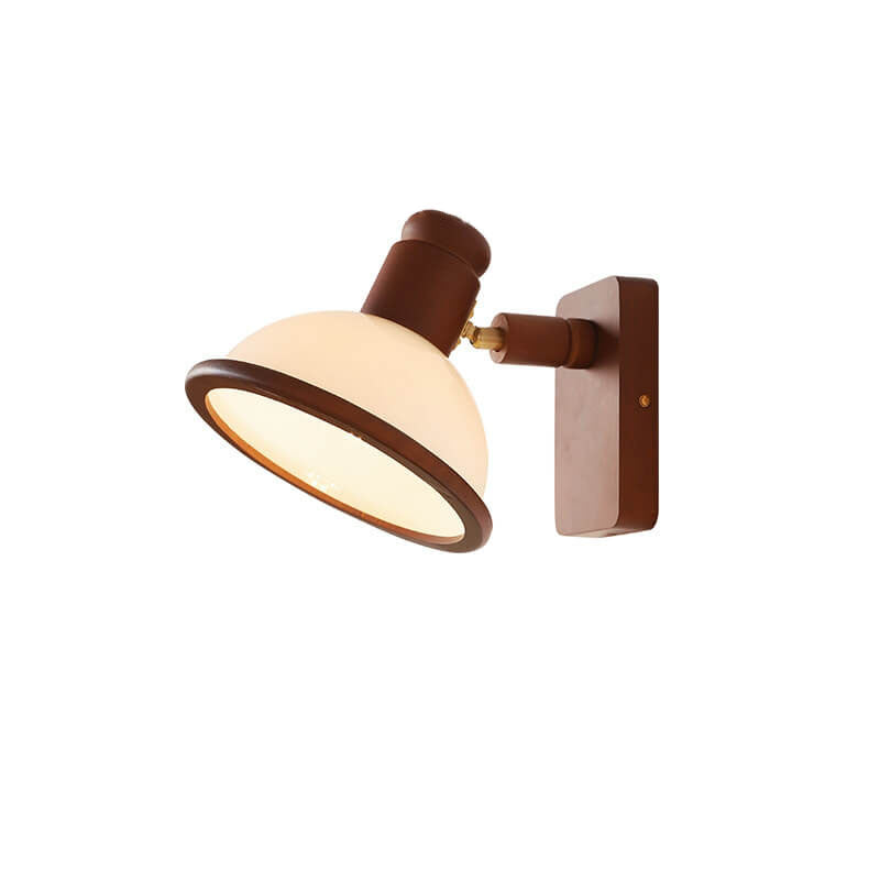 Aplique de pared de 1 luz con cúpula ajustable de brazo oscilante de madera de nogal vintage china 