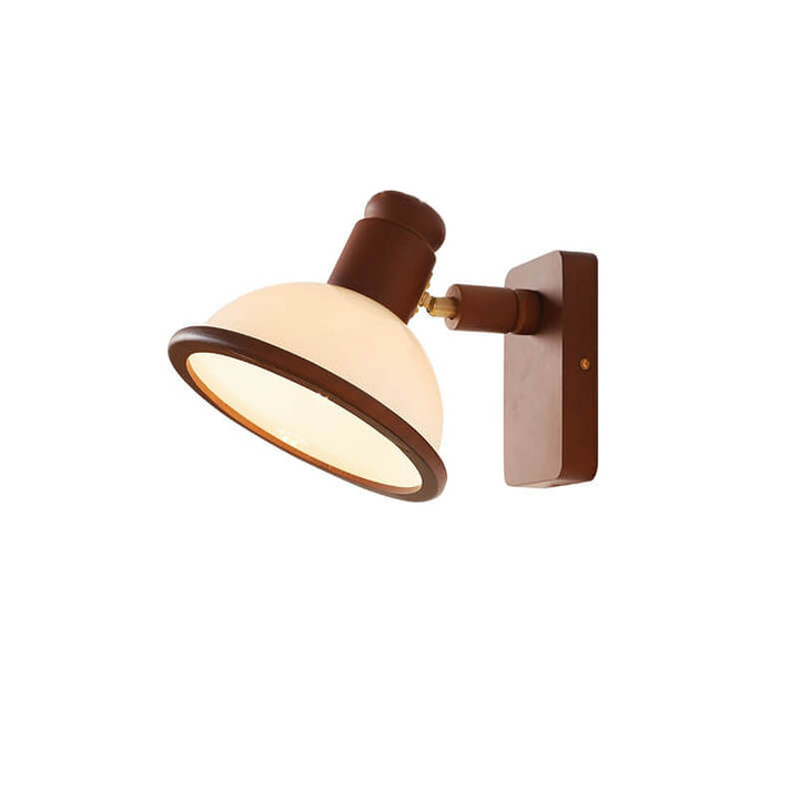 Aplique de pared de 1 luz con cúpula ajustable de brazo oscilante de madera de nogal vintage china 