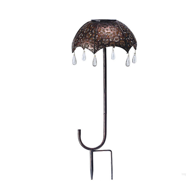 Outdoor Solar Eisen Bunte Regenschirm Hohle LED Rasen Einsteck Landschaftslicht 