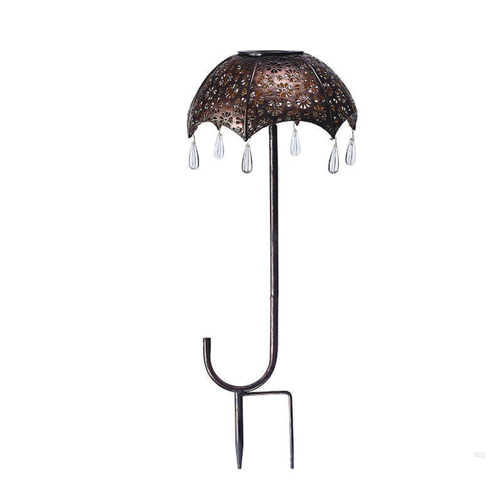 Outdoor Solar Eisen Bunte Regenschirm Hohle LED Rasen Einsteck Landschaftslicht 