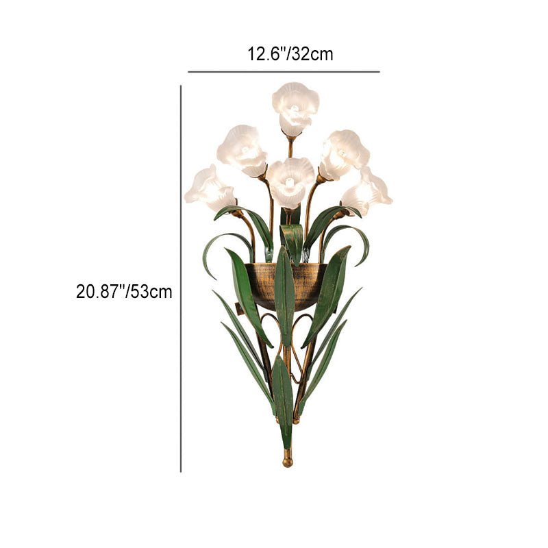 Modern Minimalist Glass Flower 6/10-Light Wall Sconce Lamp