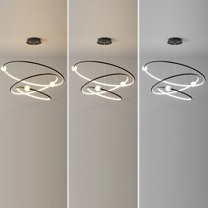 Modern Minimalist Multi Tier Circle Aluminum Iron Silicone LED Chandelier For Living Room