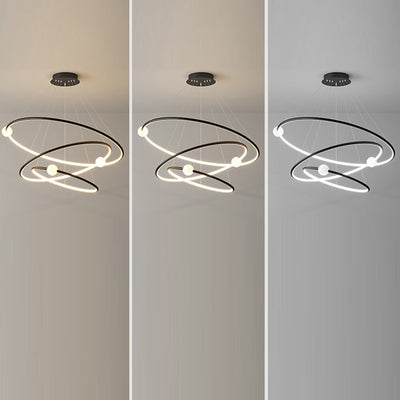 Moderner minimalistischer mehrstufiger Kreis aus Aluminium, Eisen und Silikon, LED-Kronleuchter für Wohnzimmer 