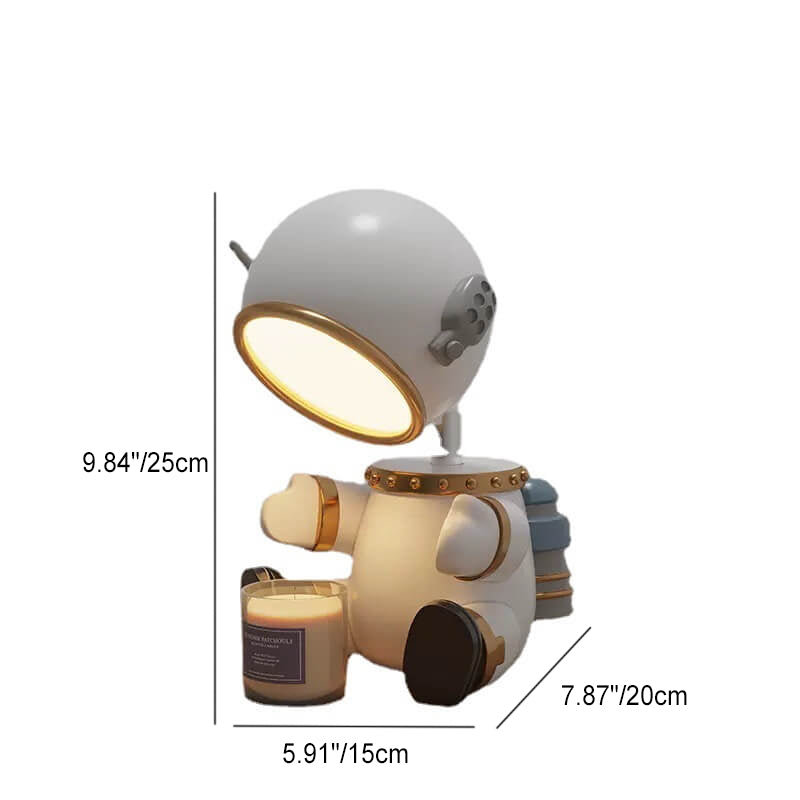 Lámpara de mesa de cera fundida con temporizador de 1 luz de robot de resina creativa de dibujos animados 