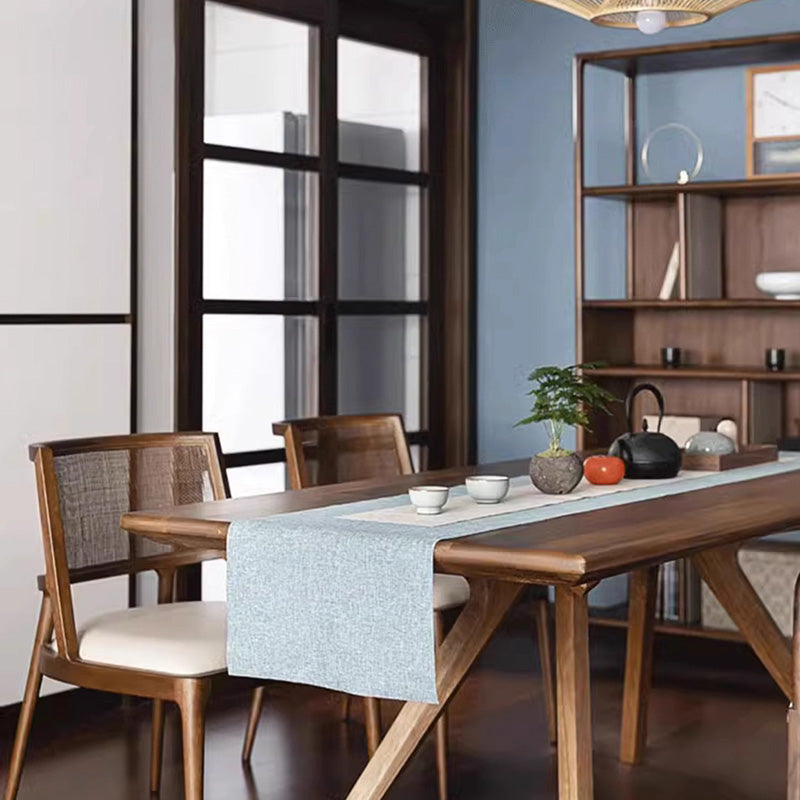 Silla de comedor de madera tapizada en cuero de microfibra cuadrada retro contemporánea con respaldo de ratán para comedor 
