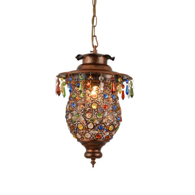 Modern Creative Wrought Iron Colored Crystal 1-Light Pendant Light